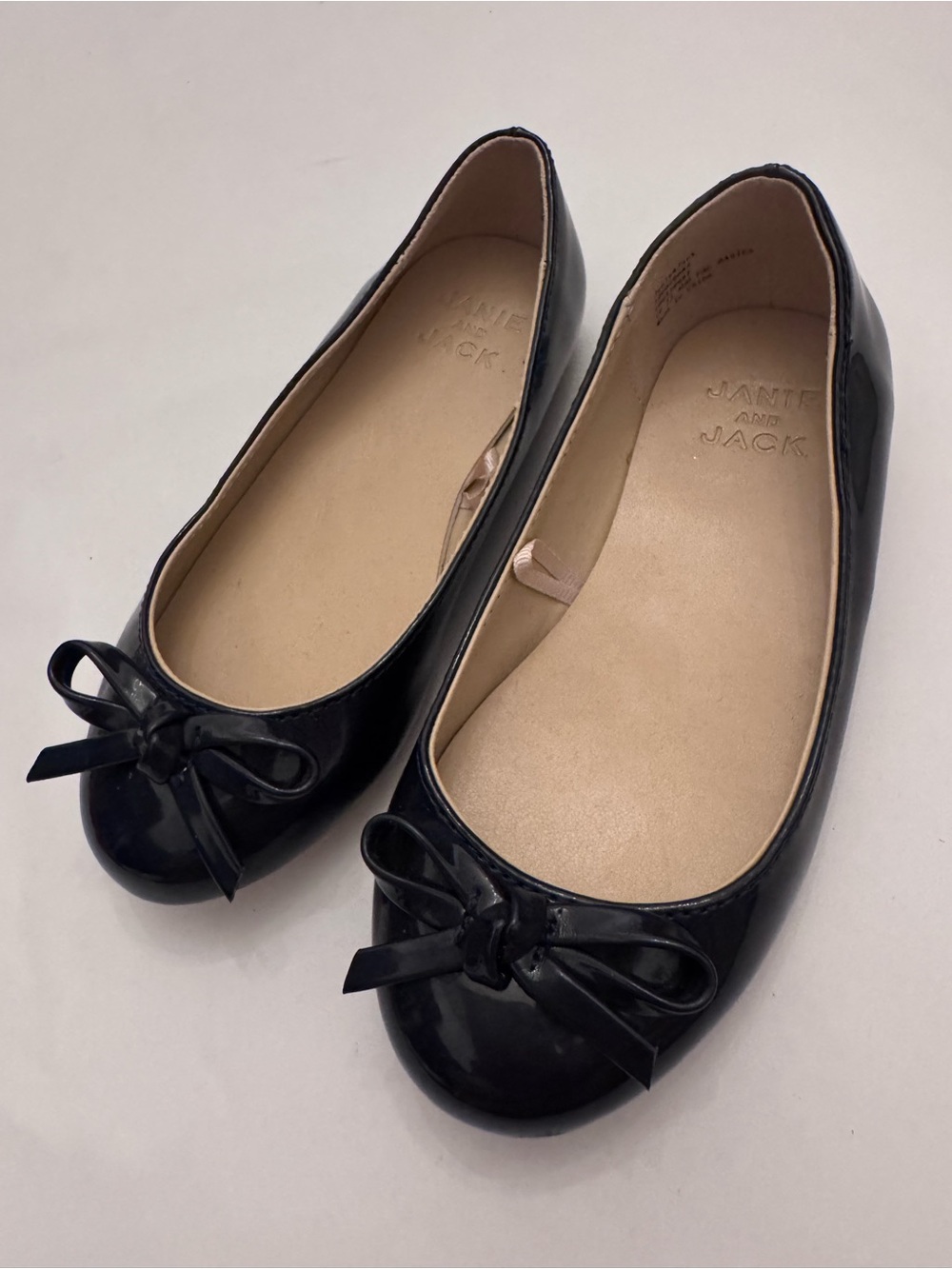 Janie and Jack Black Patent Bow Ballet Flats 10